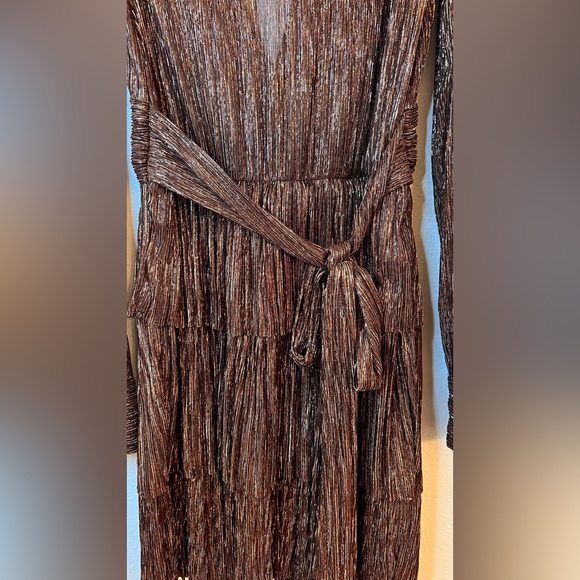 LIKE NEW Sabina Musayev brown metallic tiered dress size small retail $400-$500 - Picture 12 of 13